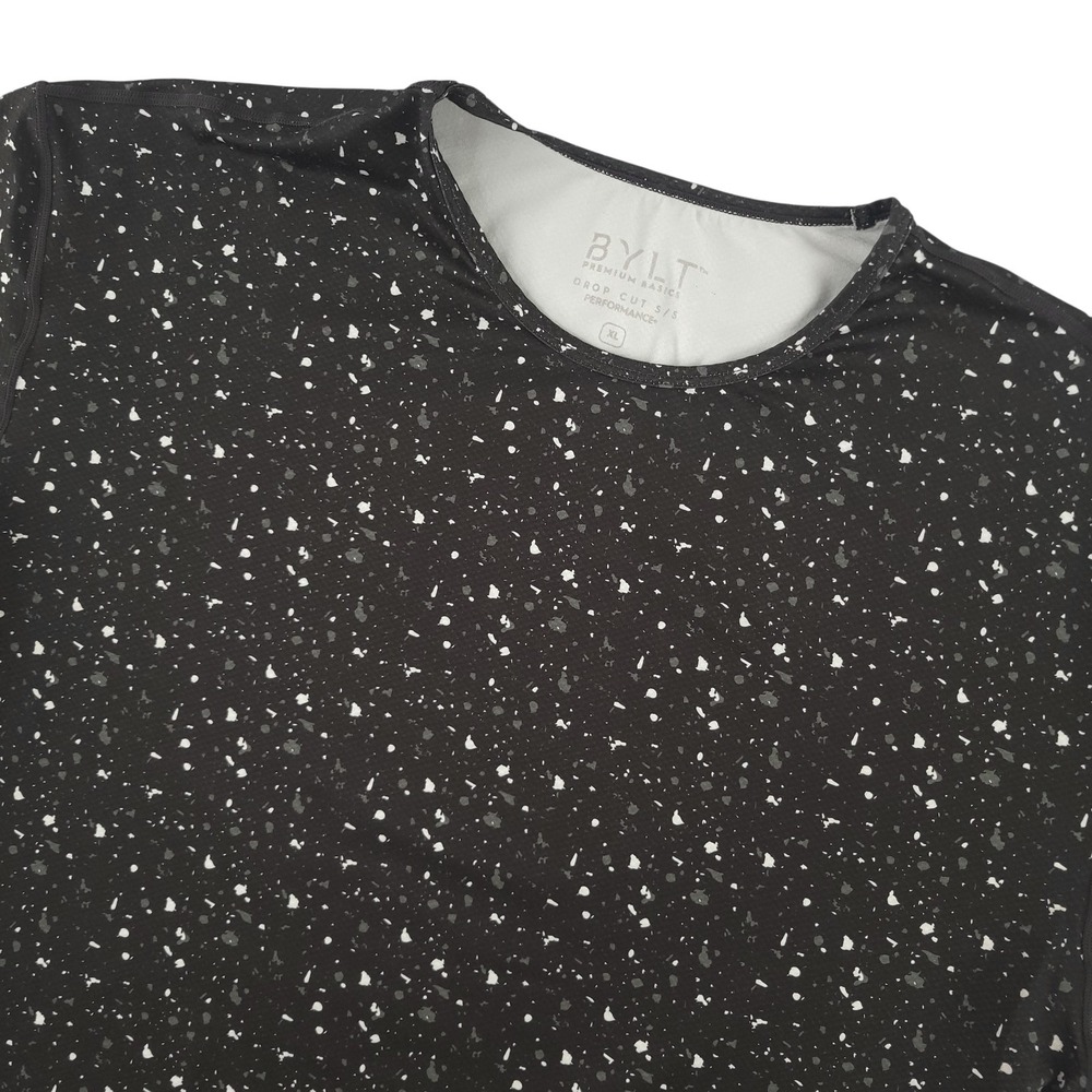 BYLT Drop Cut S/S Performance Shirt Mens XL Black Speckle Athletic Top